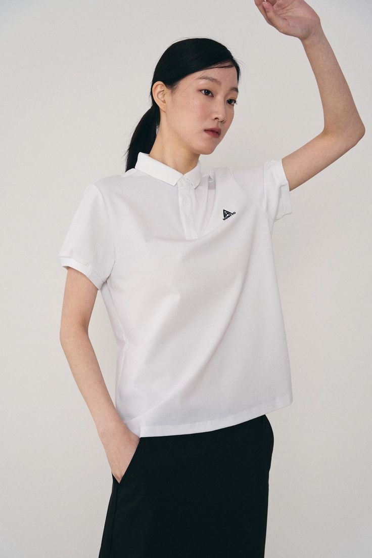 Áo Polo nữ tay ngắn Humtto PK ngoài trời thành phố thoáng mát Trắng-4