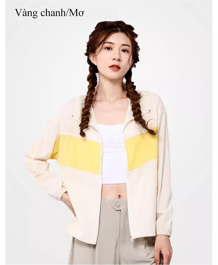 Áo khoác gió nữ Humtto 26L963 nhẹ thoáng khí mềm mại mũ trùm đầu-12