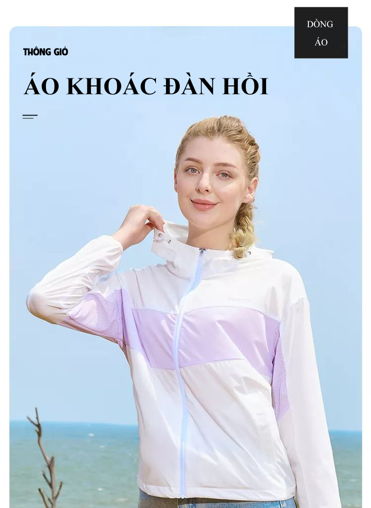 Áo khoác gió nữ Humtto 26L963 nhẹ thoáng khí mềm mại mũ trùm đầu-14