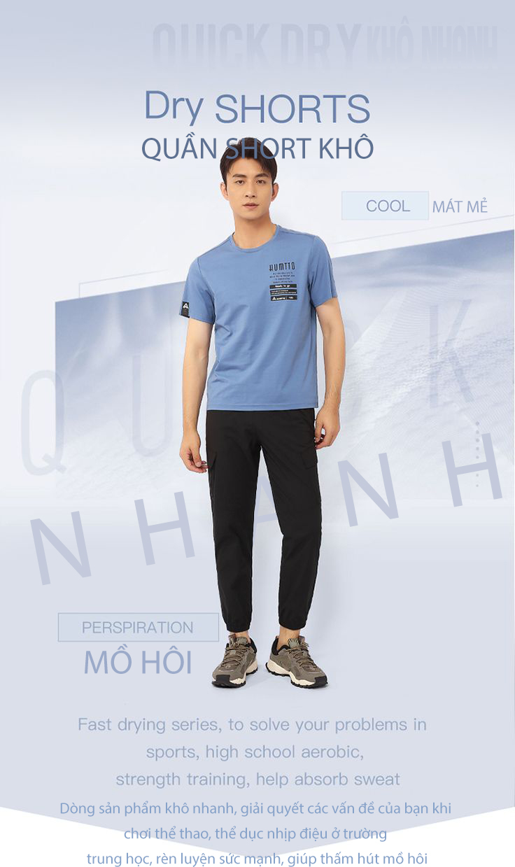 Quần dài Jogger nam Humtto 26Q610A co giãn túi hộp mỏng thon gọn mát mau khô-11