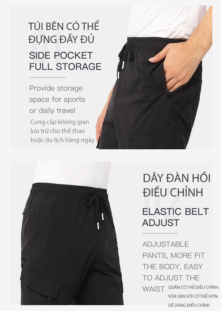 Quần dài Jogger nam Humtto 26Q610A co giãn túi hộp mỏng thon gọn mát mau khô-14