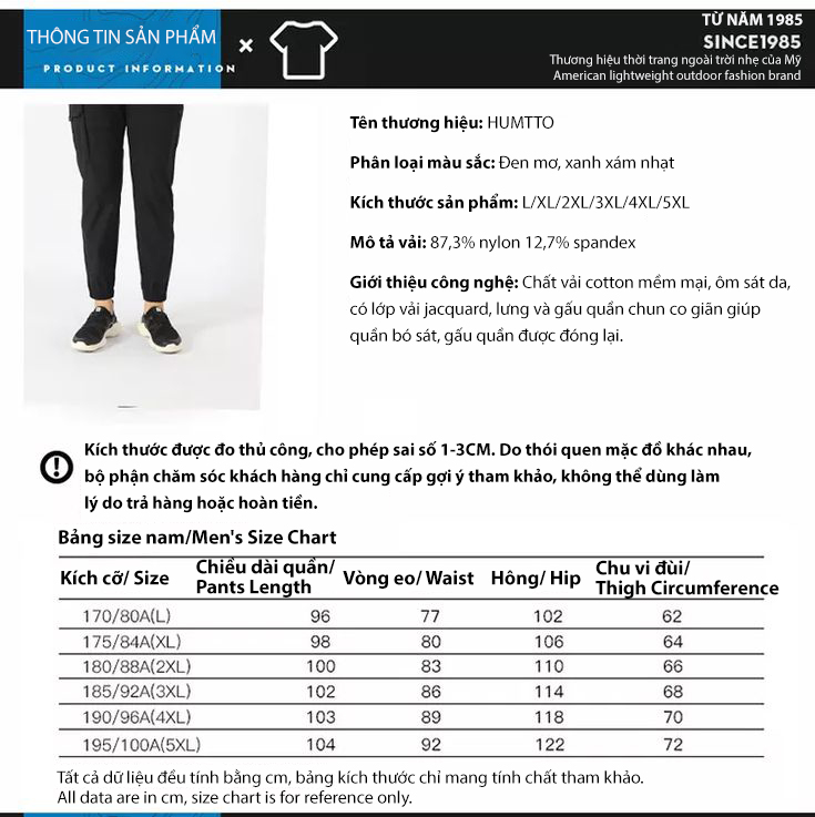 Quần dài nhiều túi Jogger Humtto 25Q802A co giãn thời trang nam mát gọn khô mau-12