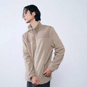 Áo khoác giữ ấm Humtto lông cừu mềm mại Sherpa Nam (Màu be)-11