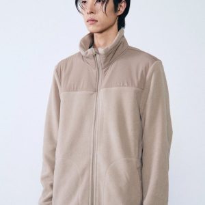 Áo khoác giữ ấm Humtto lông cừu mềm mại Sherpa Nam (Màu be)-2