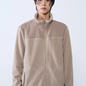 Áo khoác giữ ấm Humtto lông cừu mềm mại Sherpa Nam (Màu be)-6