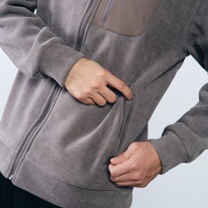 Áo khoác nam Humtto giữ nhiệt mềm mại có gân đan dây kéo (xám)-13