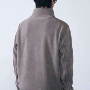 Áo khoác nam Humtto giữ nhiệt mềm mại có gân đan dây kéo (xám)-5