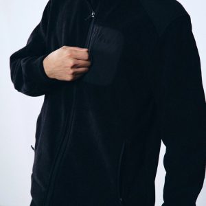 Áo khoác nam Humtto vỏ mềm có gân đan dây kéo (đen)-13