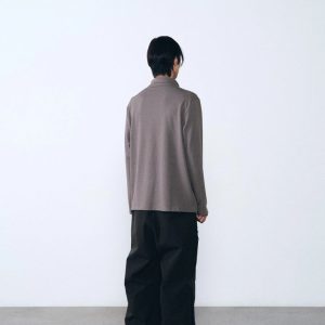 Áo thun dài tay nam Humtto có khóa kéo nửa người nâu-3