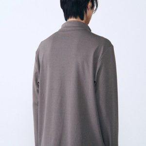 Áo thun dài tay nam Humtto có khóa kéo nửa người nâu-7