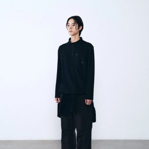 Áo thun nam Humtto dài tay có khóa kéo nửa kín đen-2