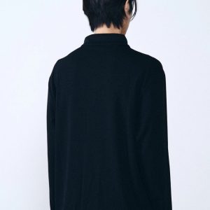 Áo thun nam Humtto dài tay có khóa kéo nửa kín đen-6