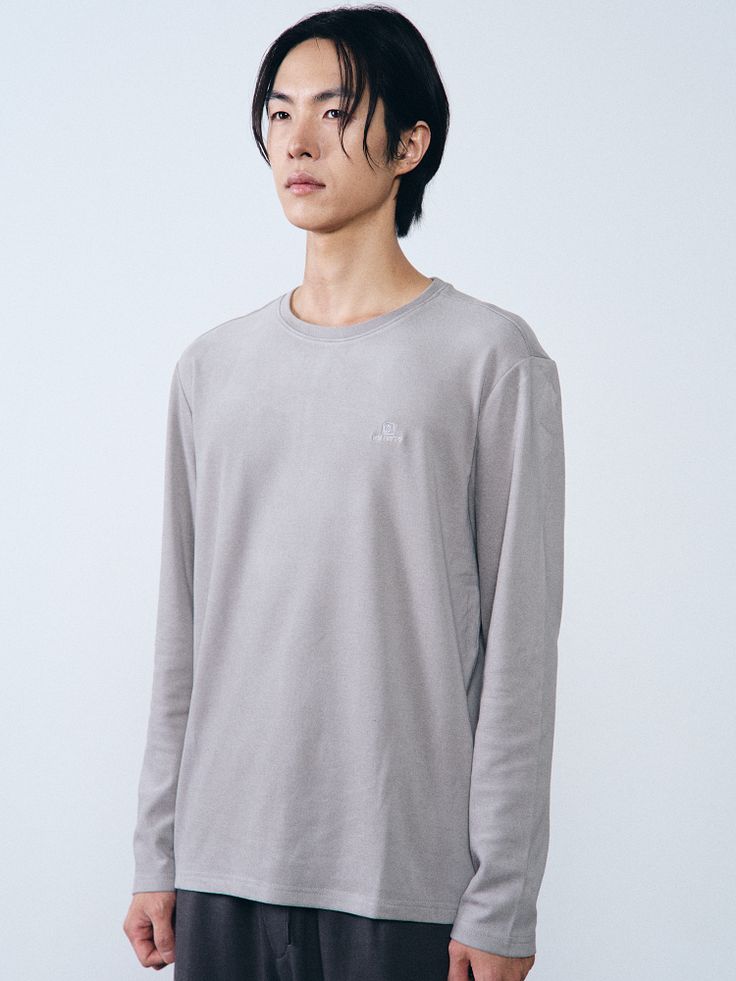 Áo thun nam dài tay Humtto vải tencel mềm mịn (xám)-1 Áo thun nam dài tay Humtto vải tencel mềm mịn (xám)-1