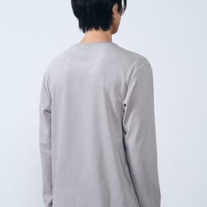 Áo thun nam dài tay Humtto vải tencel mềm mịn (xám)-2