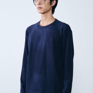 Áo thun dài tay nam Humtto vải tencel mềm mịn xanh-1