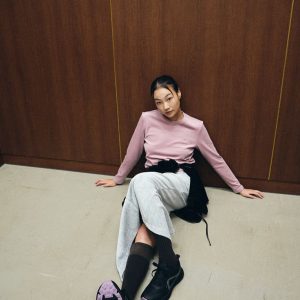 Áo thun nữ dài tay Humtto vải tencel mềm mịn hoa oải hương-3
