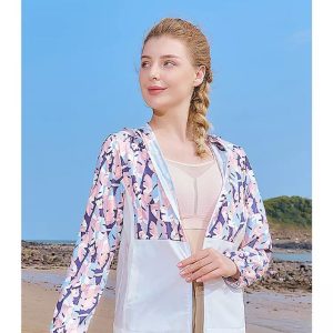 Áo khoác chống nắng nữ Humtto 26L524B thoáng mát hoa văn sặc sỡ-7