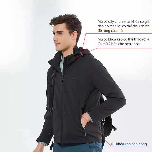 Áo khoác ngoài Unisex mềm co giãn chống nước Humtto 21835AB thu đông nhẹ ấm áp-3 Áo khoác ngoài Unisex mềm co giãn chống nước Humtto 21835AB thu đông nhẹ ấm áp-3