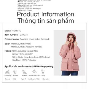 Áo khoác phao lông vịt ấm áp Unisex Humtto 23Y931AB ngoài trời thoáng khí chất lượng cao-15